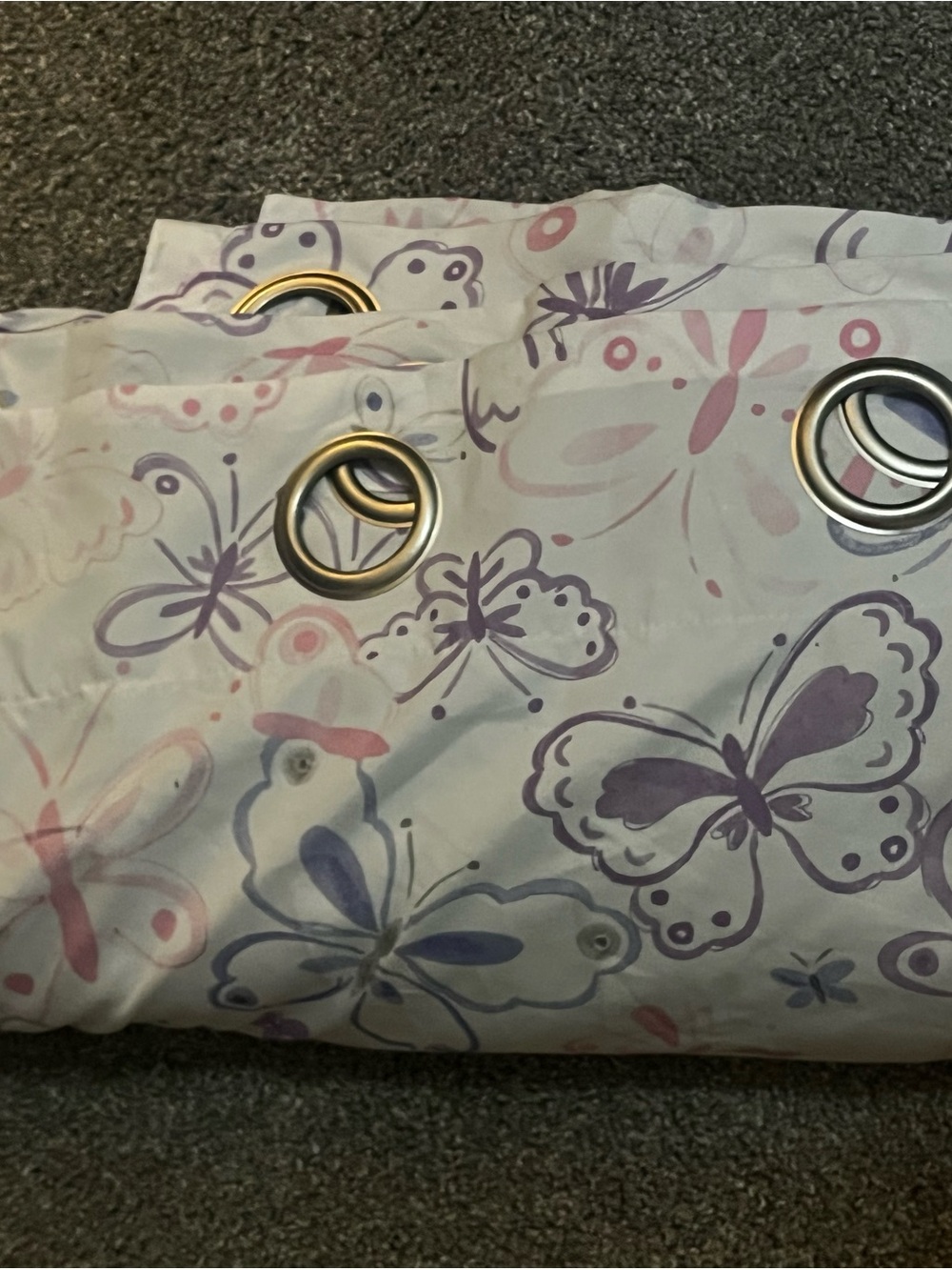 4 Butterfly Print black out Curtain Panels in White and Purple